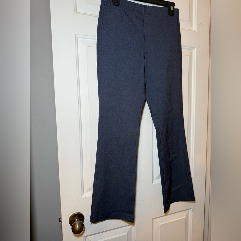 Clara Sun Woo Blue Signature Pants Stretch Waist Size Medium USA Flare Leg
